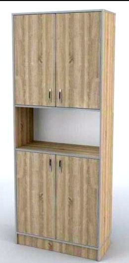 Шафа книжкова напівзакрита 4-дверна з антресоллю, ЛДСП, 1550х350х2150мм (БІГУН)